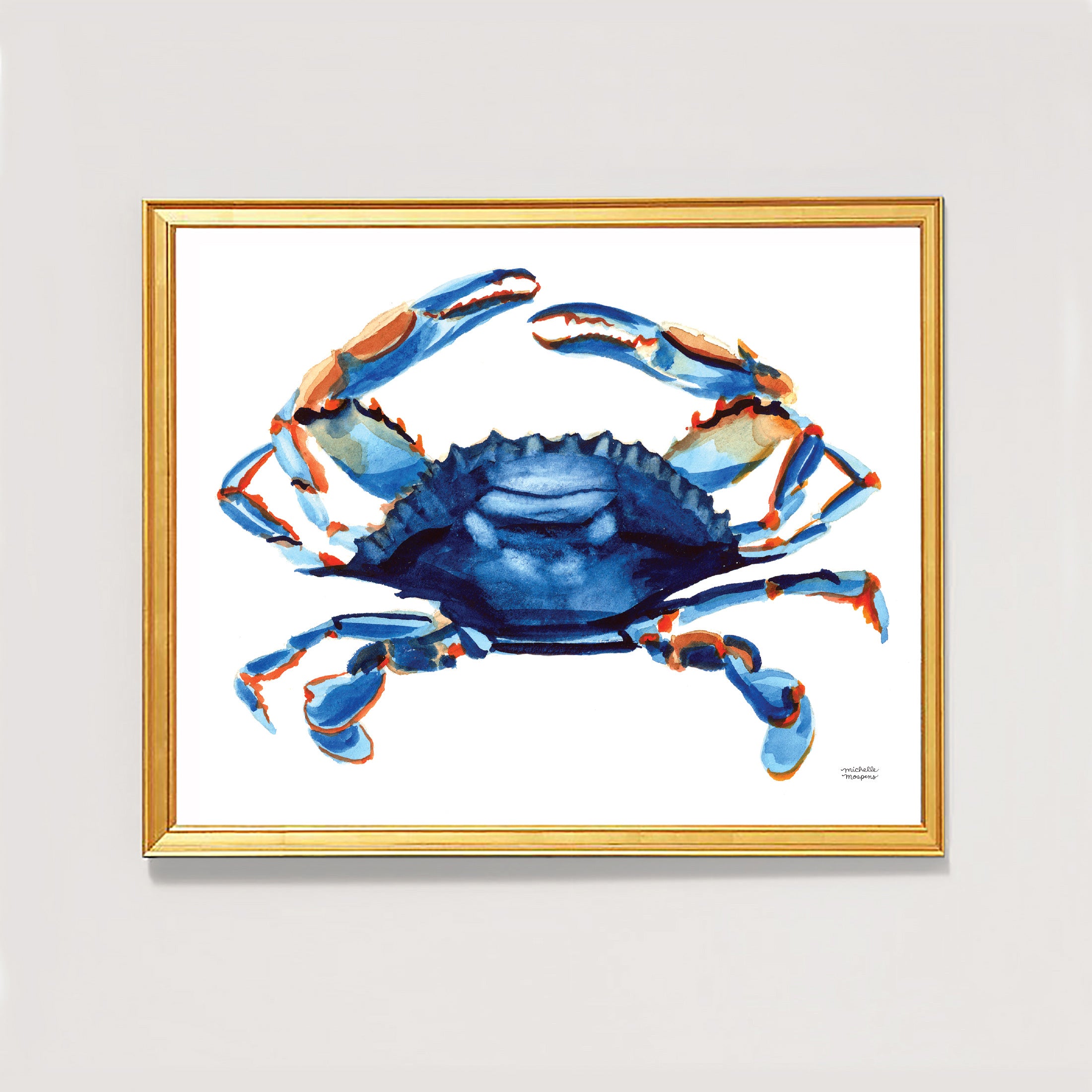 Watercolor Oysters and Blue Crab Art Print Set | Coastal Wall Art
