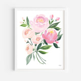Blush Bouquet Floral Watercolor Wall Art Print