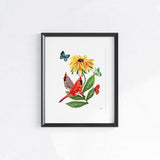 Mr. and Mrs. Cardinal Birds Watercolor Unframed Wall Art Print by Michelle Mospens