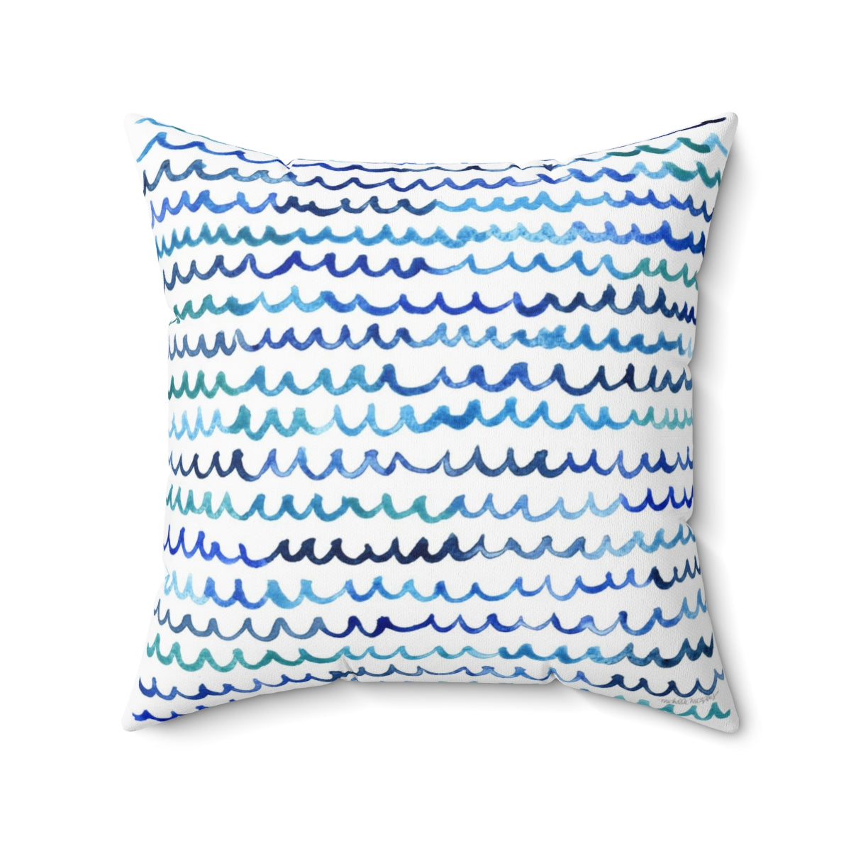 Watercolor Painterly Waves Coastal Square Pillow