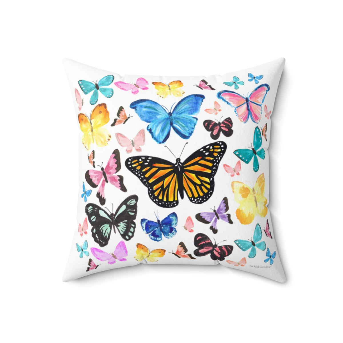 Watercolor Butterflies Square Pillow