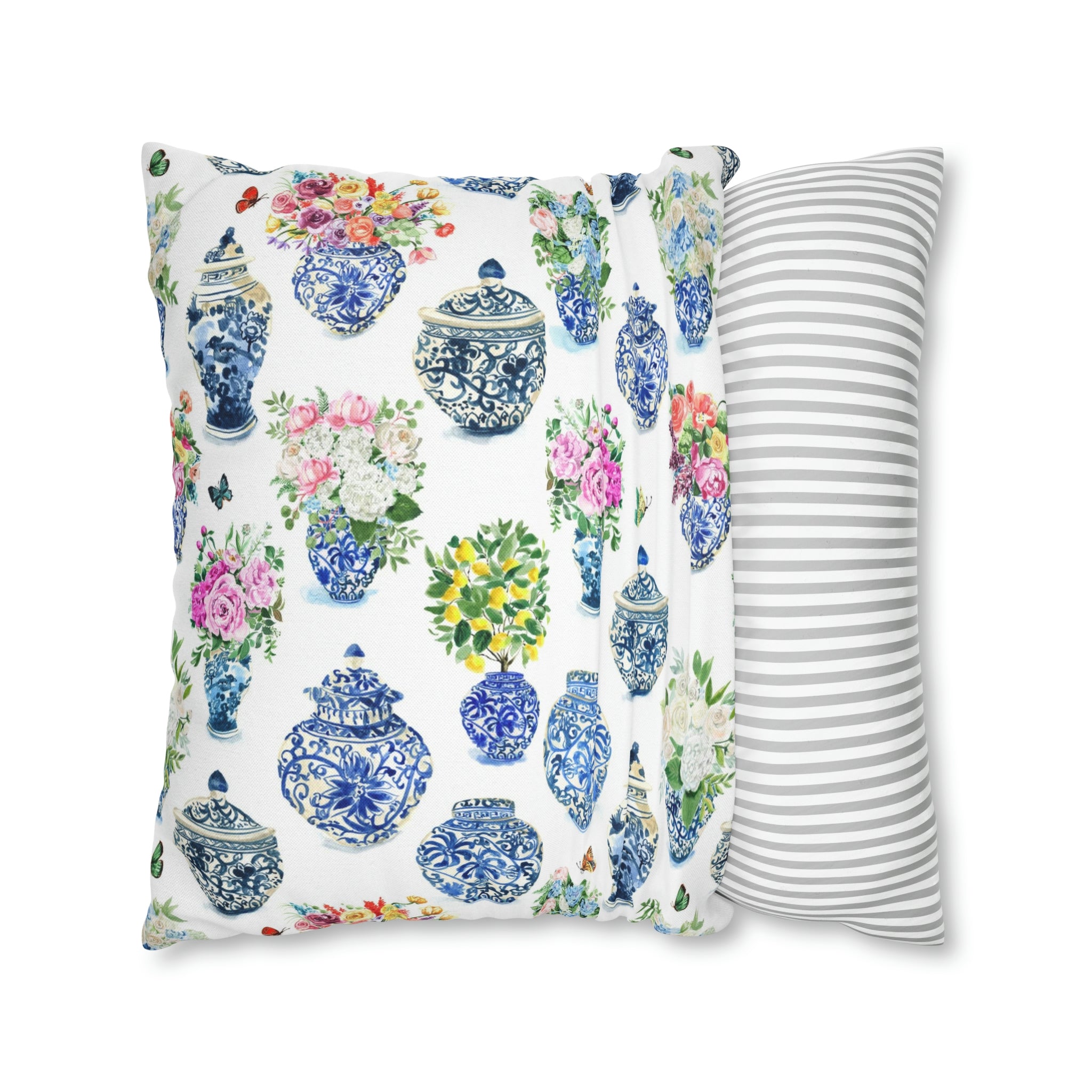 Watercolor Chinoiserie Ginger Jars Decorative Pillow Cover