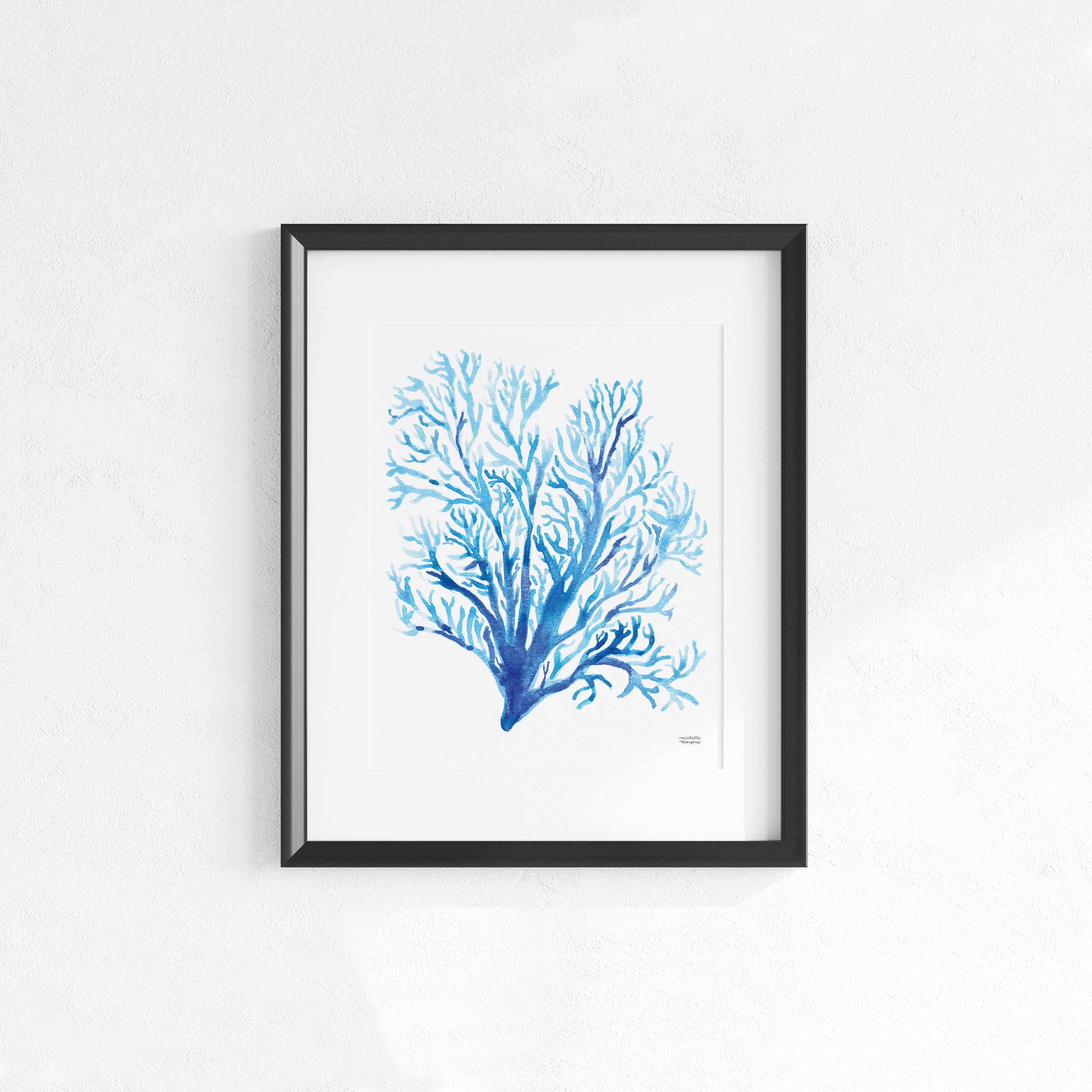 Coastal Coral Print | Watercolor Wall Art Print Blue Coral by Michelle ...