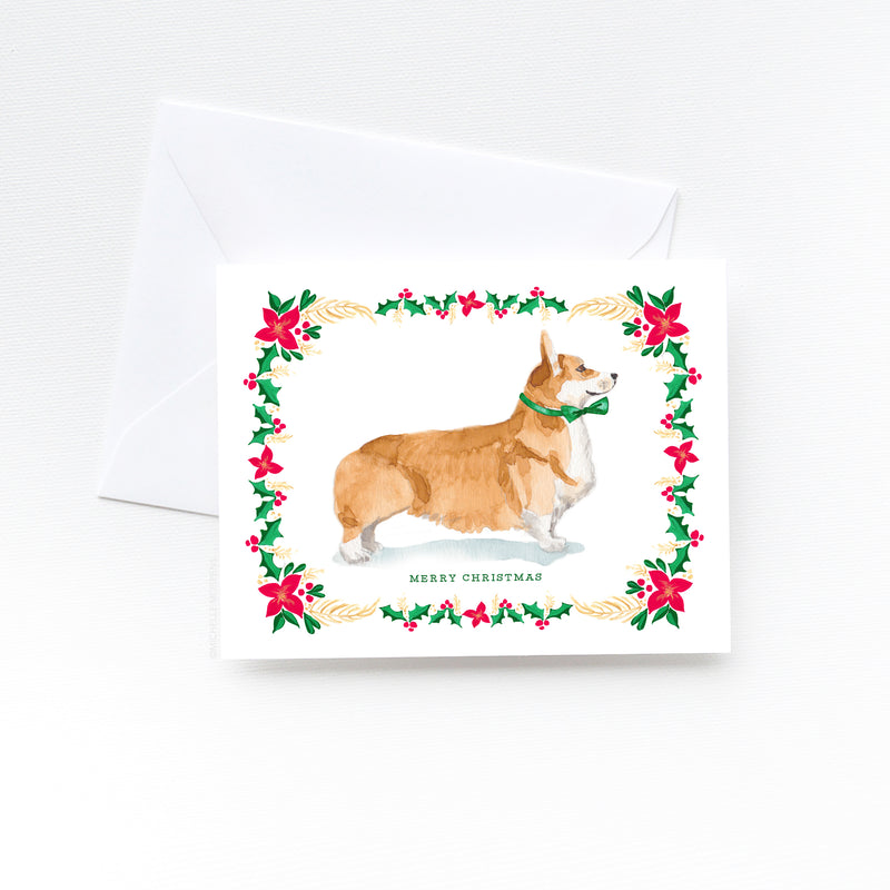Cute Illustrated Corgi Dog Christmas Cards