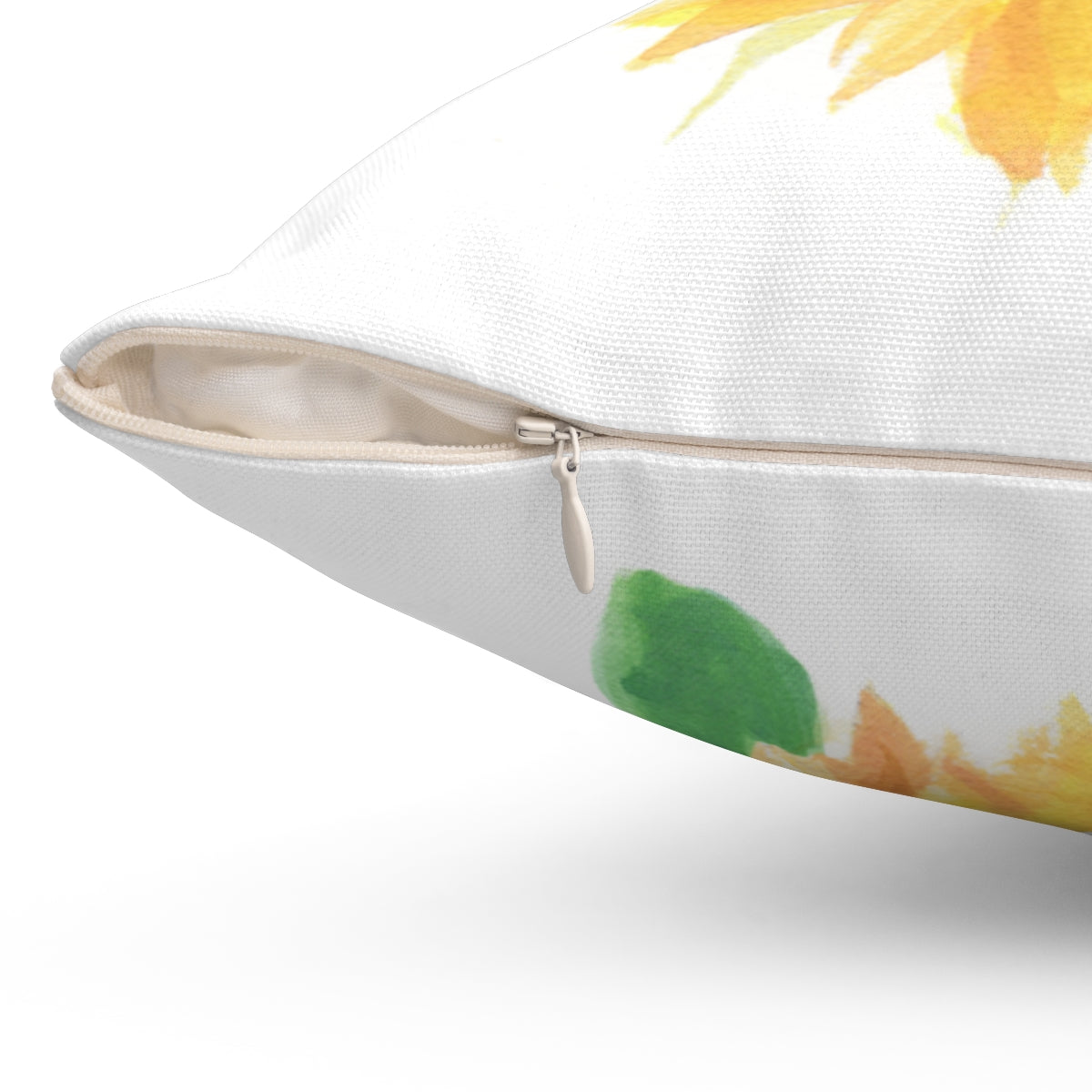 Watercolor Sunflower Bloom Square Pillow by Artist Michelle Mospens