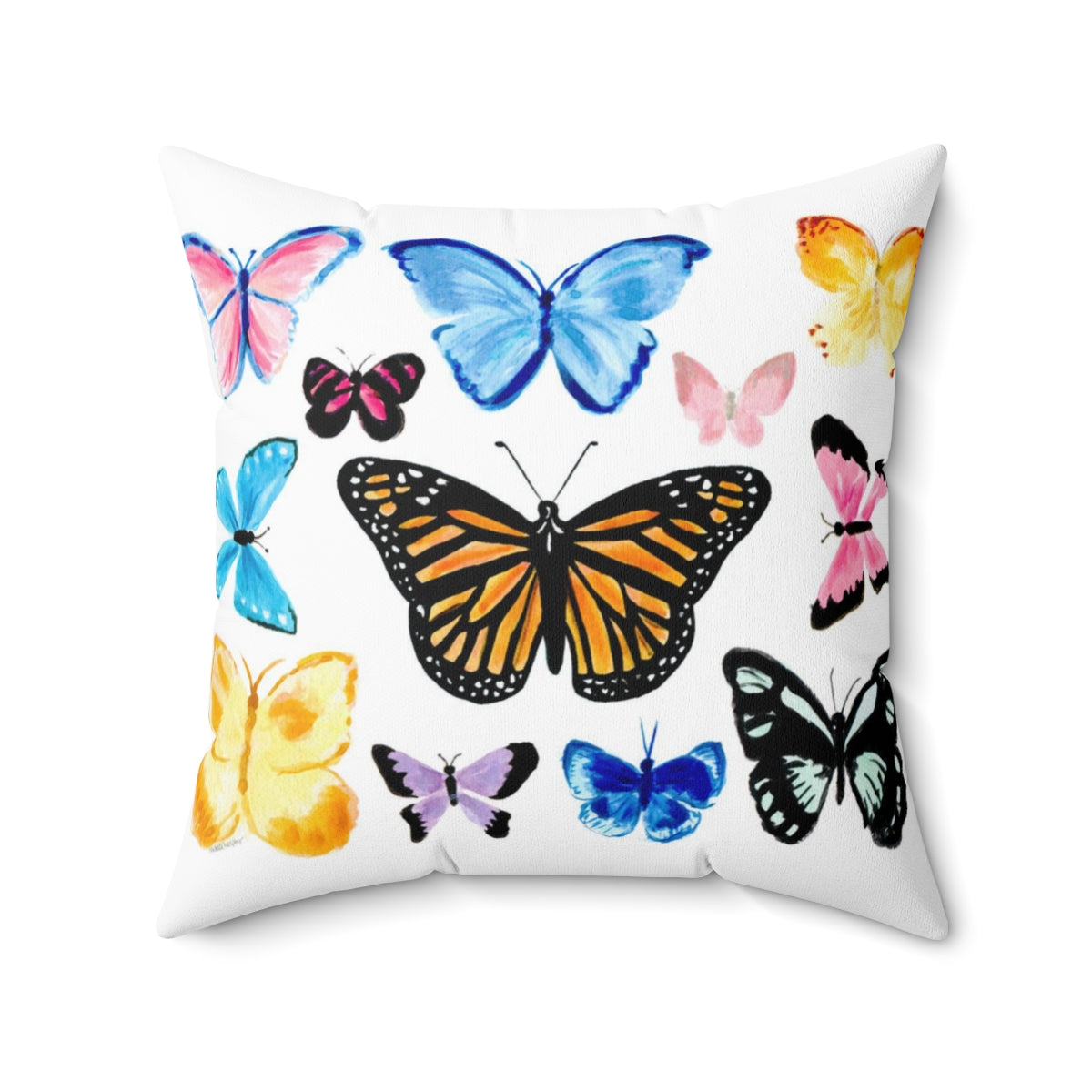 Whimsical Watercolor Butterflies Square Pillow