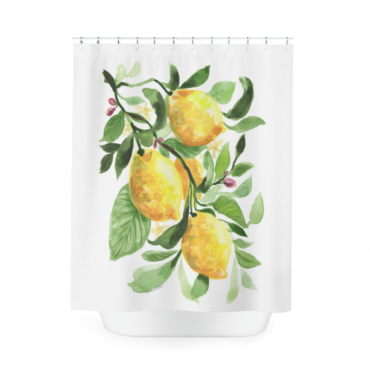 Watercolor Lemons Polyester Shower Curtain