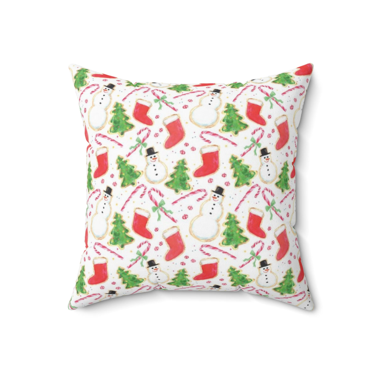 Watercolor Christmas Cookies Square Pillow by Artist Michelle Mospens