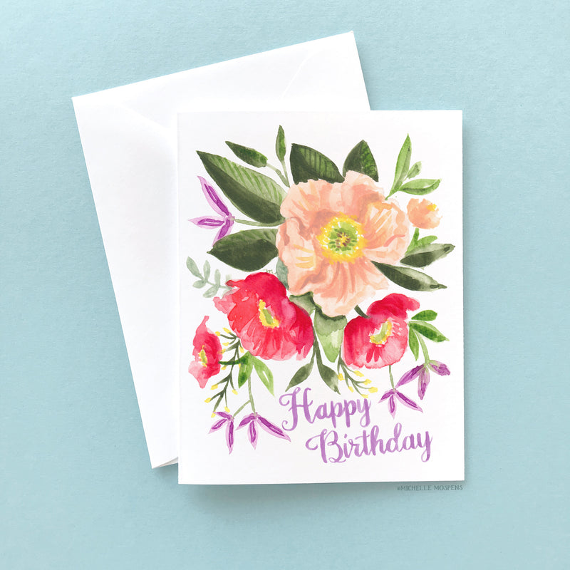 Peach Posy Birthday Card