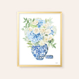 Watercolor Ginger Jar Bouquet Print No17