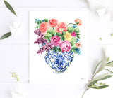 Watercolor Ginger Jar Bouquet Print by Michelle Mospens.