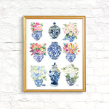Watercolor Art Print - Ginger Jars Collection