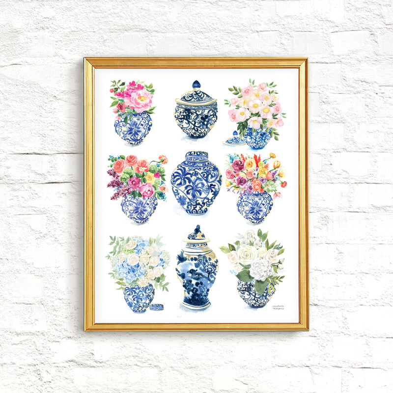 Watercolor Art Print - Ginger Jars Collection