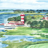 Watercolor Harbour Town in The Sea Pines Resort at Hilton Head Island Art Print