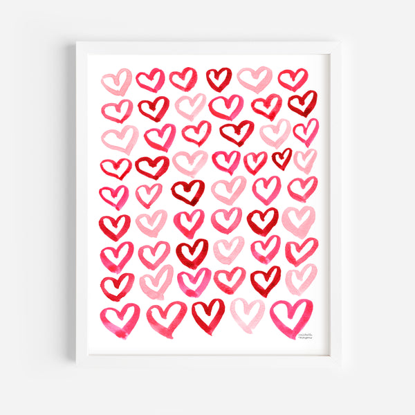 Watercolor Hearts Art Print by Michelle Mospens