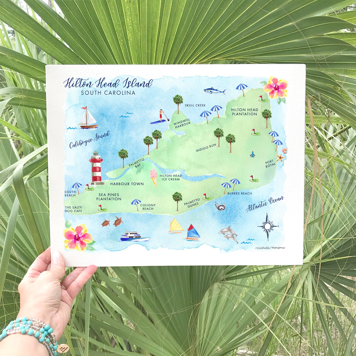 Hilton Head Island Map Art Print