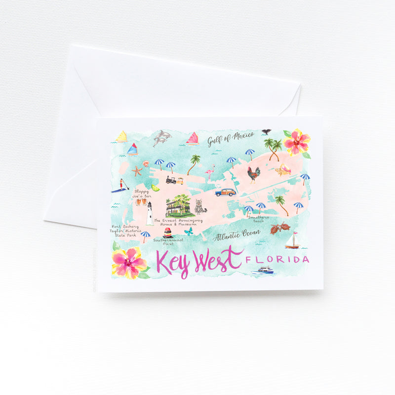 KEY WEST MAP NOTE CARD SET