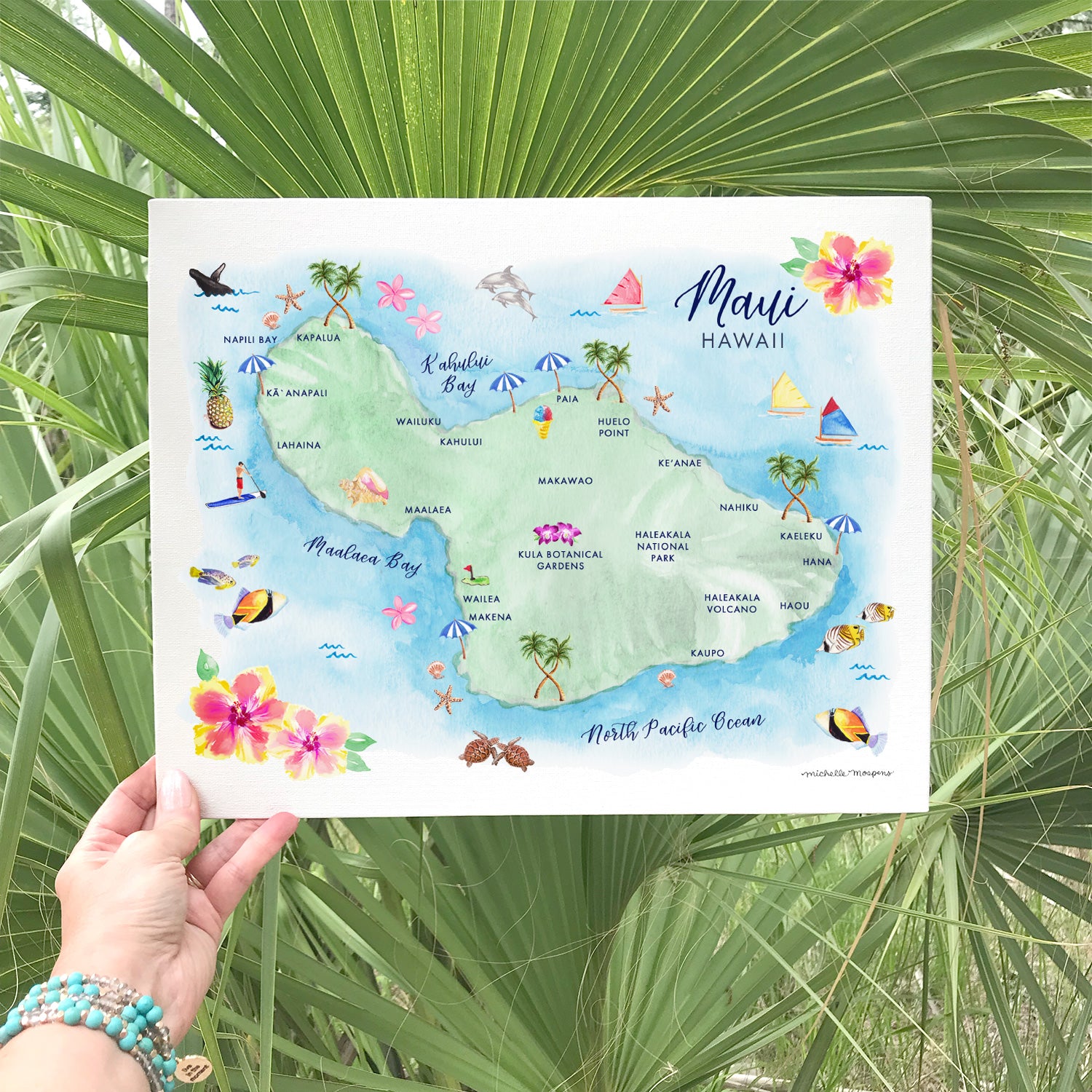 Maui Hawaii Map Art Print