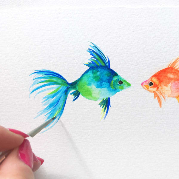 Wall Art Print Watercolor Two Fish Unframed