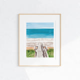 Beach Boardwalk Watercolor Art Print Coastal Decor