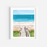 Beach Boardwalk Watercolor Art Print Coastal Decor