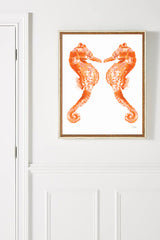 Orange Seahorses Watercolor Print