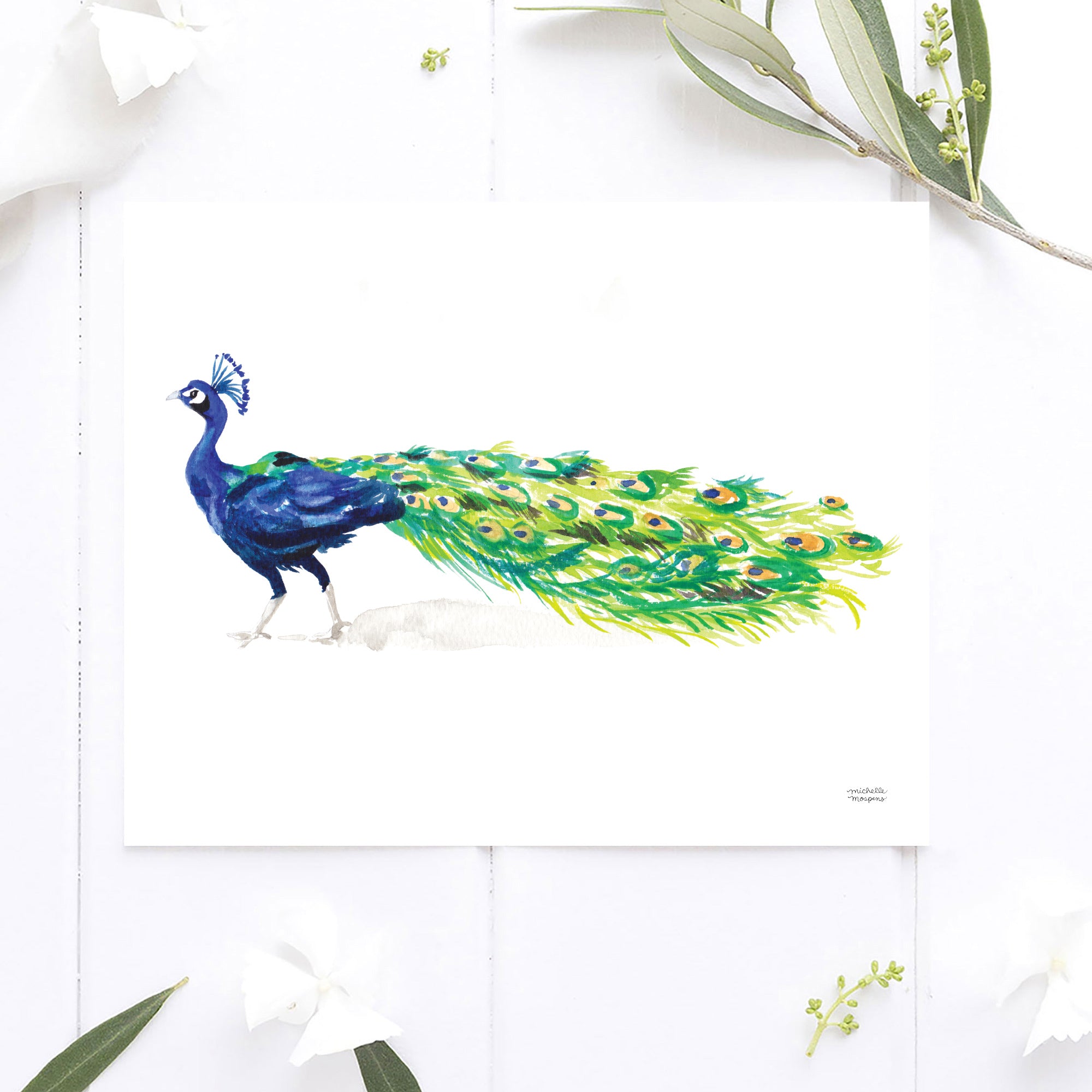 Watercolor Peacock No. 2 Wall Art Print