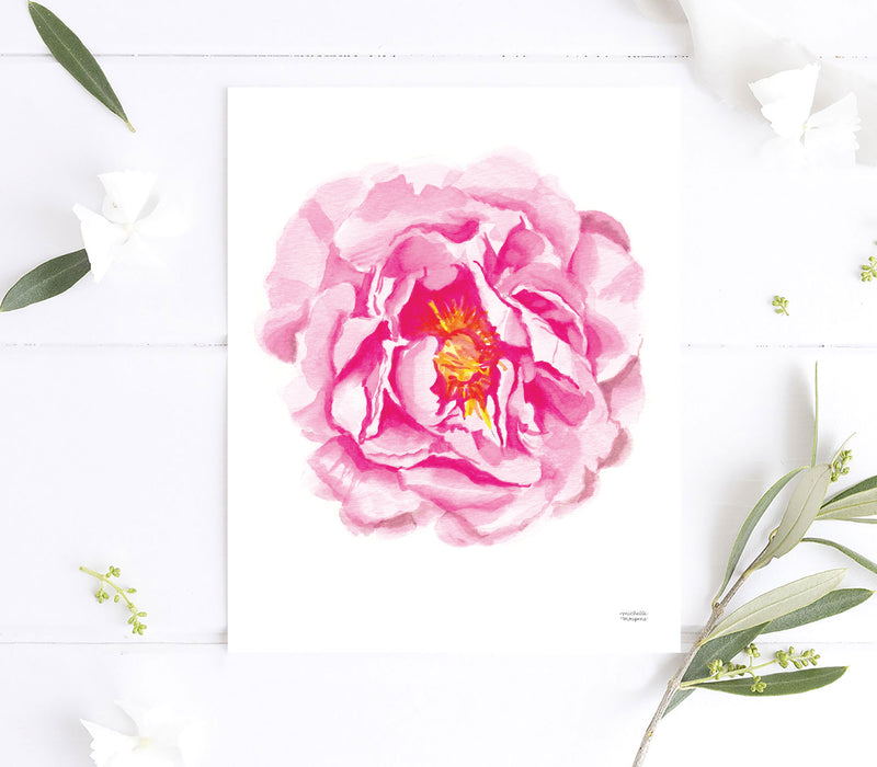 Watercolor Botanical Peony Flower Art Print