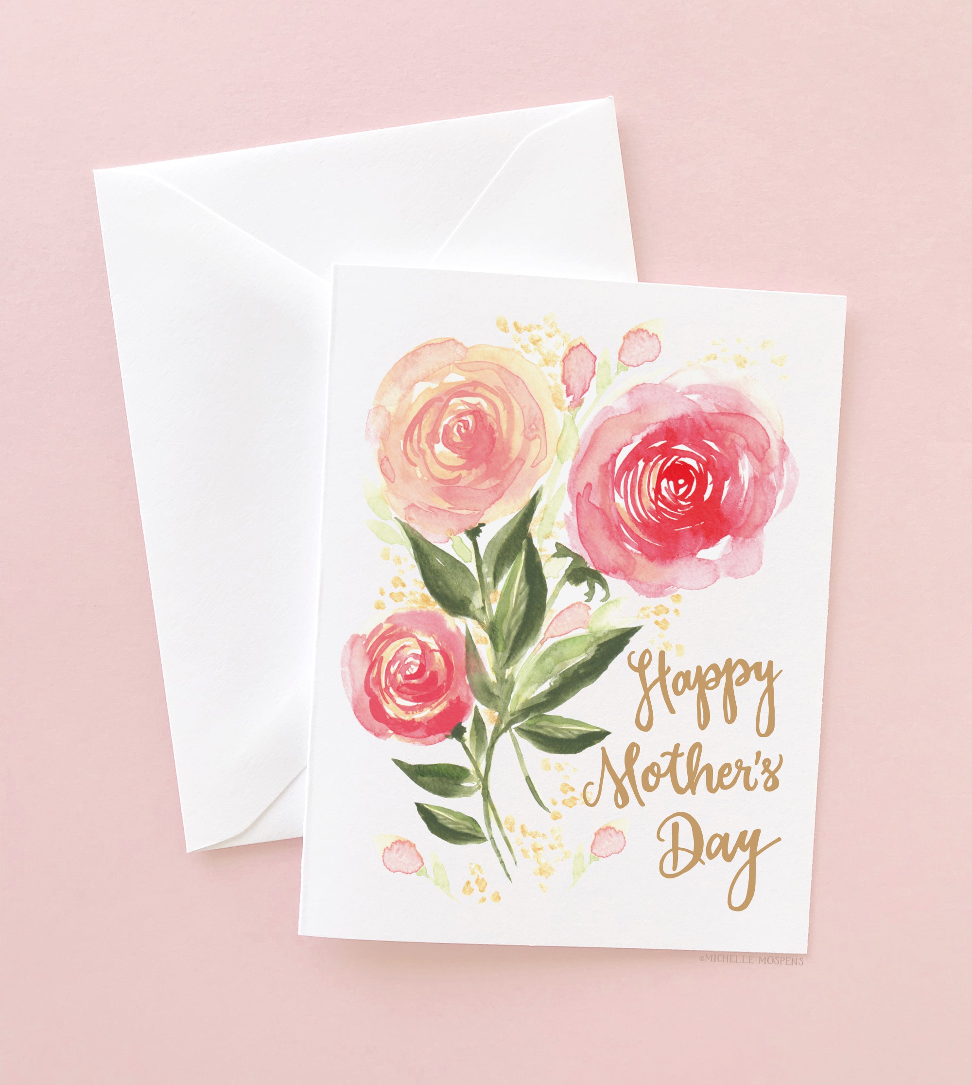 Peach Rose Trio Mother's Day Card