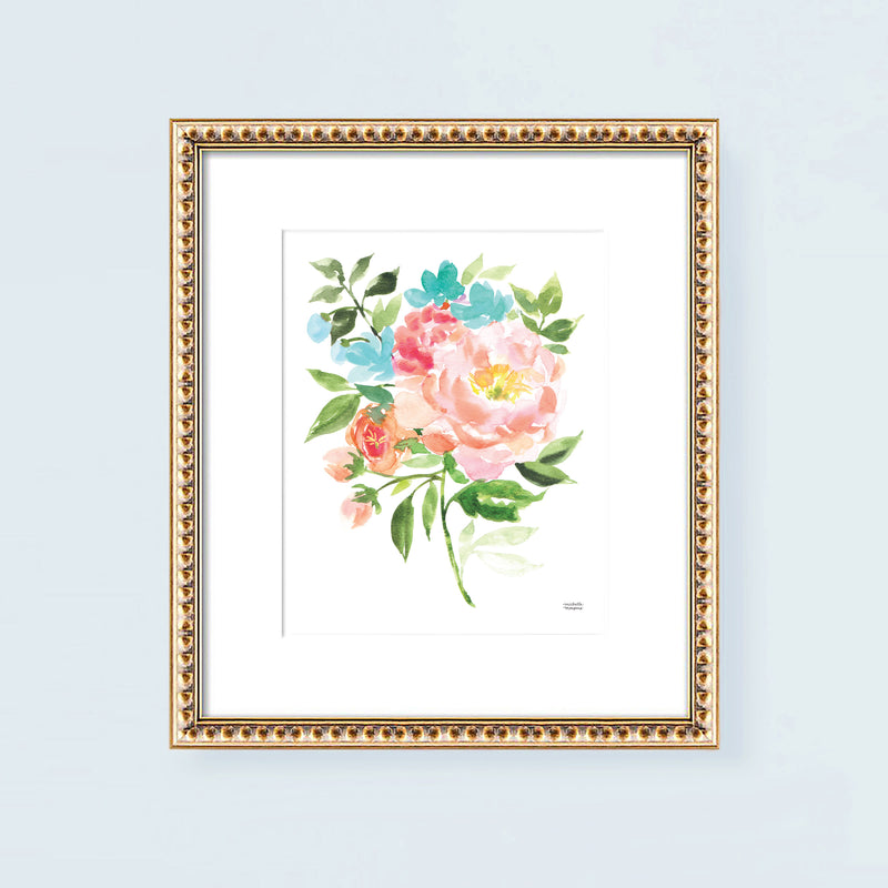 Spring Blooming Bouquet Watercolor Wall Art Print
