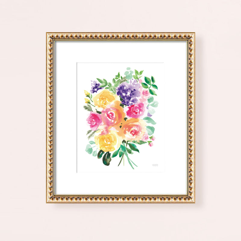 Colorful Watercolor Flowers Wall Art Print