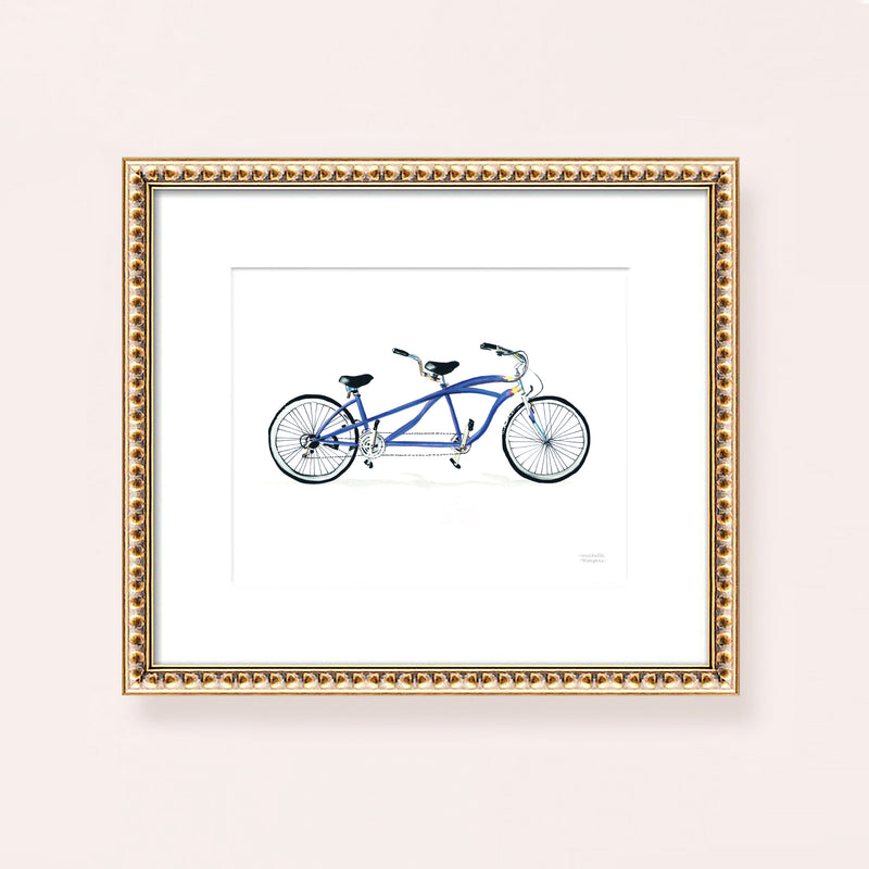 Tandem Bicycle Watercolor Painting Art Print