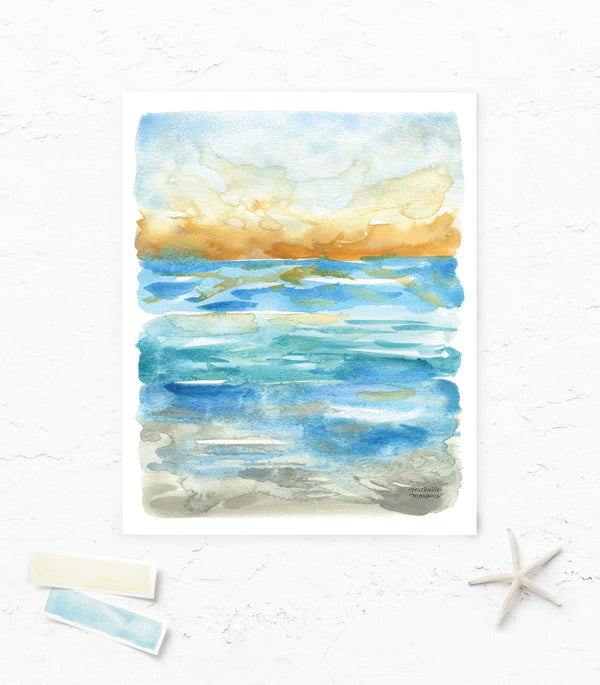 Abstract Watercolor Ocean Art Print Seascape Study No. 2