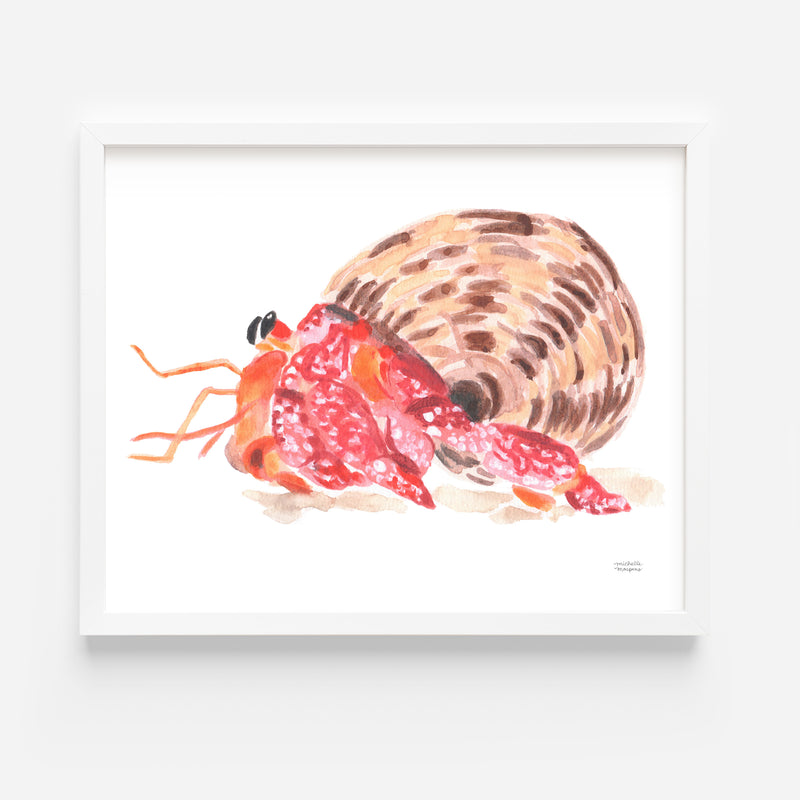 Sunny The Hermit Crab Art Print - Watercolor by Michelle Mospens