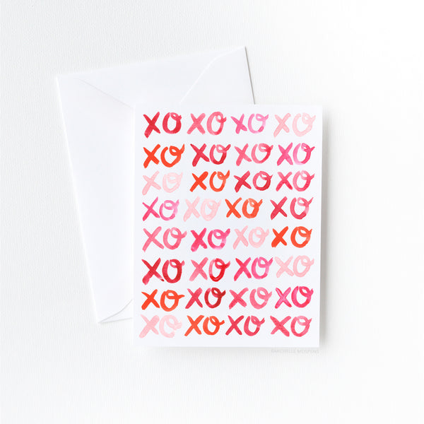 Painted Watercolor xoxo Love Card by Michelle Mospens