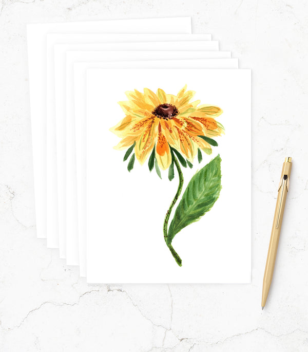 Note Cards Yellow Botanical Flower Floral Note Card Set
