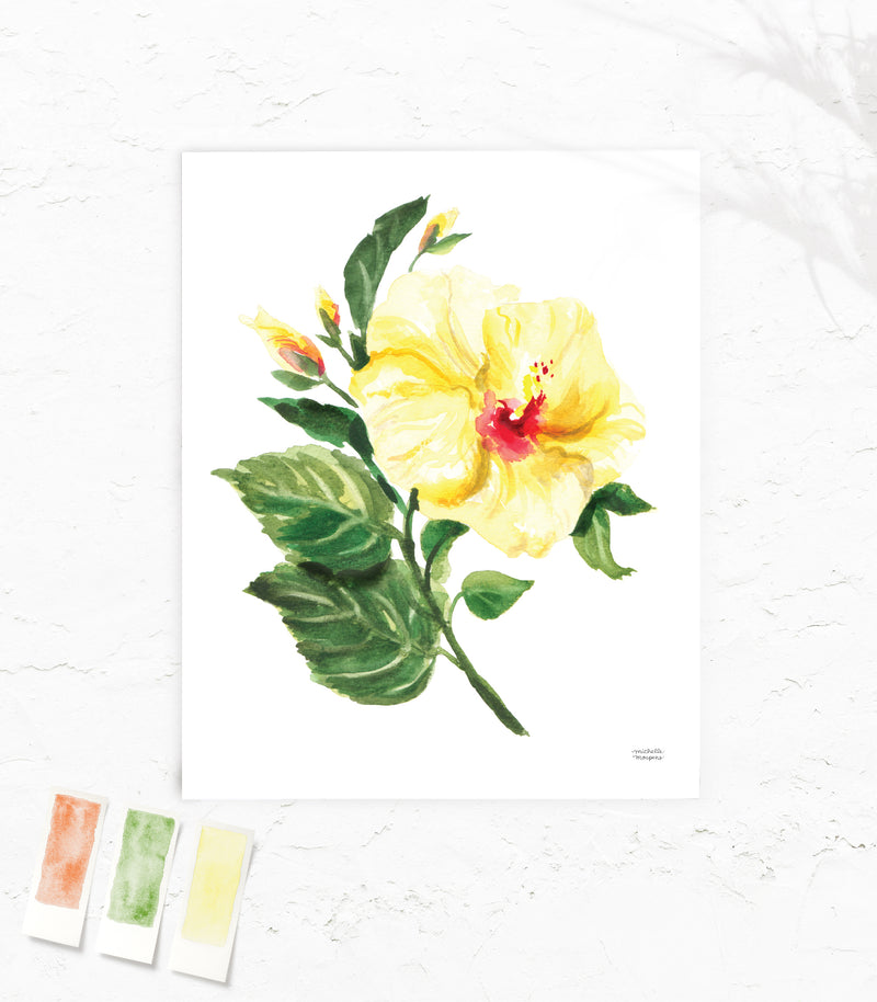 Hibiscus Botanical Watercolor Art Print