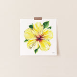 Tropical Yellow Hibiscus Flower Watercolor Print by artist Michelle Mospens