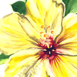 Tropical Yellow Hibiscus Flower Watercolor Print by artist Michelle Mospens